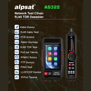 ALPSAT AS322 Çok Fonksiyonlu RJ45 Ağ Kablosu Test Cihazı
