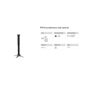 Vontech Pr-03 35-55 Cm 360° Teleskopik Tavan Projeksiyon Askı Aparatı 224002