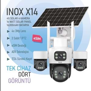 INOX X14 E-SİM KARTLI SOLAR GÜNEŞ ENERJİLİ 4 KAMERALI 4 LENSLİ PTZ KAMERA