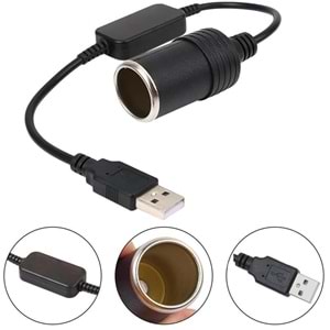 USB 2.0 Siyah 5 Volt 2 Amper To 12 Volt 800mAh Araç Çakmaklığına Çevirici PM-5726 249101