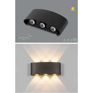 ZMR Hadrian 6w 480LM Led Aplik 3+3 Lensli Siyah Kasa AMBER 312357