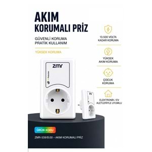 ZMR Tekli Akım Korumalı Priz 16A 3500W ZMR-539 323204