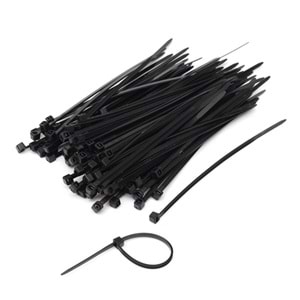 10 CM SİYAH KABLO BAĞI Plastik Kelepçe (Cırt Kelepçe) 2,5X100mm 100 Adet 341002