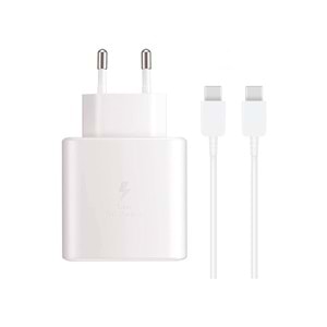 45W BEYAZ SET ÜRÜN TYPE-C KABLO + 45W BAŞLIK ŞARJ ADAPTÖR HIZLI ŞARJ UYUMLU 1. KALİTE 521042