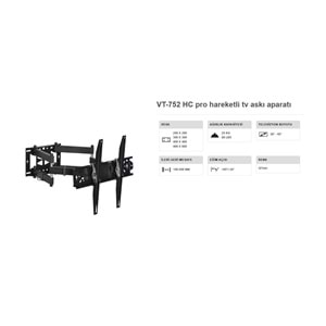 Vontech VT-752 HC PRO 39-65'' çift kollu Kilitli Hareketli Duvar Askı Aparatı 222003