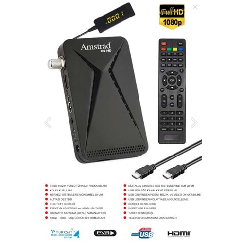 AMSTRAD 122 HD RAKAMLI ALICI GÖZ TKGS Lİ FullHD Uydu Alıcısı 111086