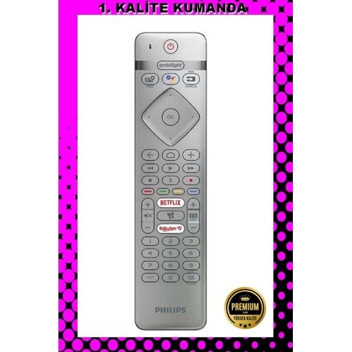 1.KALİTE KUMANDA --Maza-Mapp 1221 Philips Ambilight Netflix+Ses Komut Özellikli Lcd Led Tv Kumandası 125029 EB9