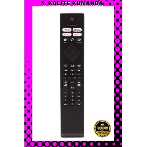 1.KALİTE KUMANDA --Maza-Mapp 1248 Philips Ambilight Netflix Lcd Led Tv Kumandası 125030 EB10