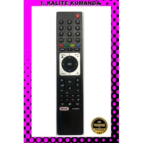 1.KALİTE KUMANDA --Maza-Mapp 1217 Beko Netflix Lcd Led Tv Kumandası 125041 EC5