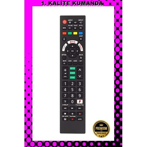 1.KALİTE KUMANDA --Maza-Mapp Huayu 1720 Panasonic Netflıx Lcd Led Tv Kumandası 125095 EF13
