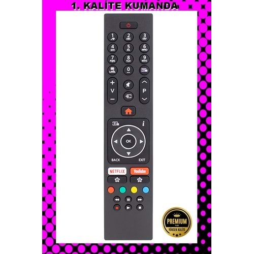 1.KALİTE KUMANDA --Maza-Mapp 1174 Vestel Netflix Youtube Lcd Led Tv Kumandası 125104 ED11