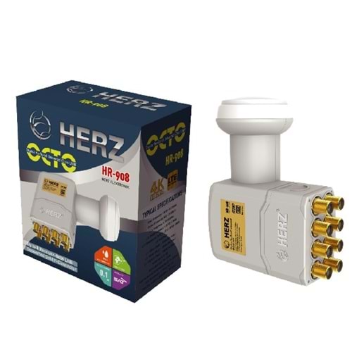 HERZ HR-908 SEKİZLİ LNB ALTIN ??UÇLU CHİP 0.1DB 140054