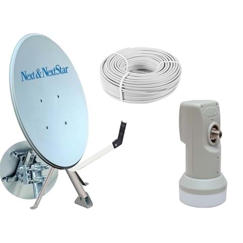 80 cm Next NextStar Ofset Çanak Anten Full Set+Tekli Lnb+ 25 Mt Anten Kablosu 150020