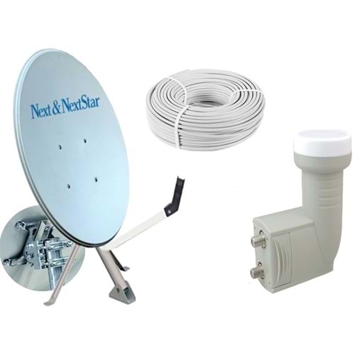 80 cm Next NextStar Ofset Çanak Anten Full Set+İkili Lnb+ 25 Mt Anten Kablosu 150021
