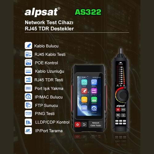 ALPSAT AS322 Çok Fonksiyonlu RJ45 Ağ Kablosu Test Cihazı