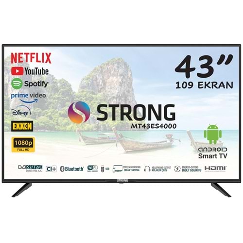 STRONG MT43ES4000 43 İNÇ (109 EKRAN) LCD ANDROID SMART ( 9,0 ) LED TV UYDU ALICILI TV 210056