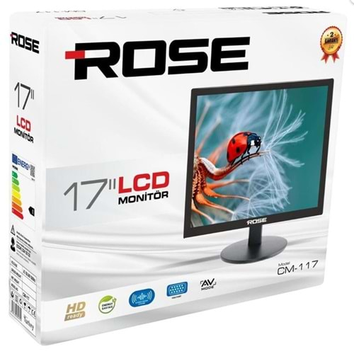 Rose CM-117 17'' HD LED CCTV Monitör Vga HDMI Rca Girişli Hoparlörlü 210069