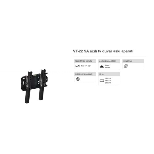 Vontech AÇILI ASKI APARATI 10 inç ile 32 inç Lcd Ledtv Kilitli VT-22 SA 221004