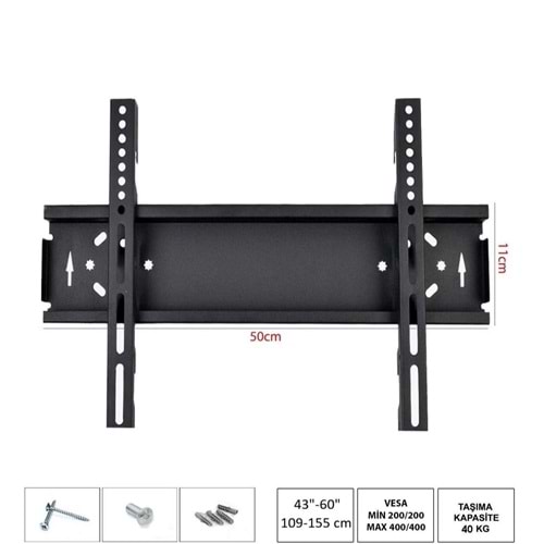 TEKİNİX 50X11.S 43 inç ve 60 inç ARASI UYUMLU Lcd Led plazma Tv Askı Aparatı RT-40 221011