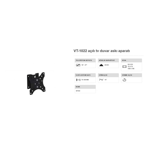 Vontech MİNNAK YENİ 19-27 HAREKETLİ LCD-LED TV ASKI APARATI 222004