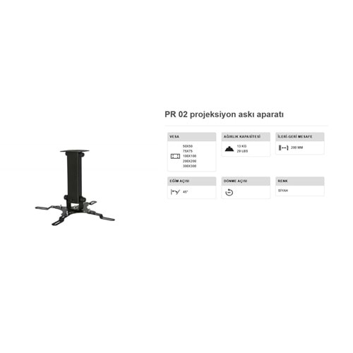 Vontech Pr-02 20 Cm 360° Teleskopik Tavan Projeksiyon Askı Aparatı 224003