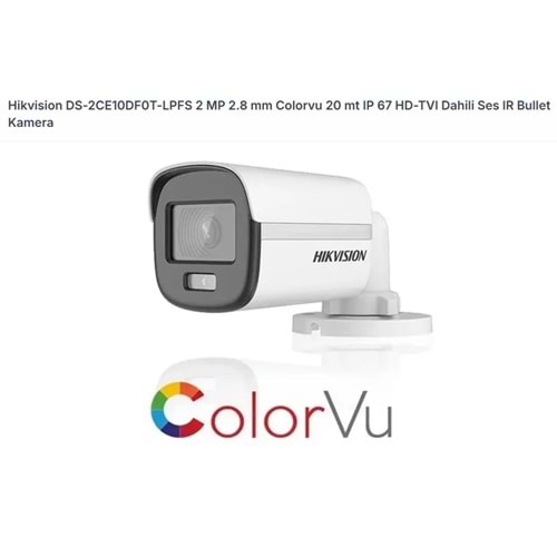 Hikvision DS-2CE10DF0T-LPFS 2 MP 2.8mm Lens 1080P ColorVu Mini IR BULLET MİKROFONLU Kamera 231107