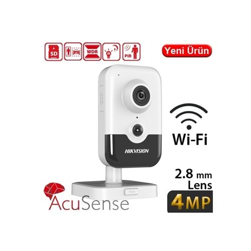 Hikvision DS-2CD2443G2-IW 4MP 2.8MM 10M IR H265 Dahili Sesli MicroSD Wifi Cube IP Kamera