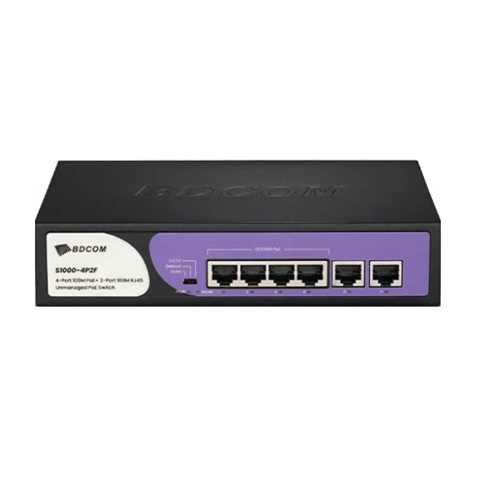 BDCOM S1000-4P2F 4 PORT POE + 2 PORT UPLİNK SWİTCH 60W 100/100