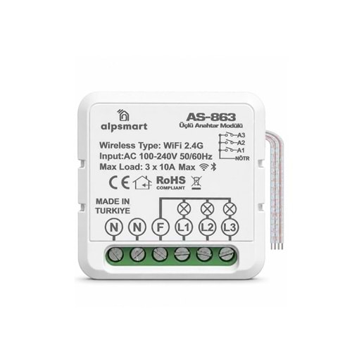 Alpsmart As-863 ÜÇLÜ Akıllı Duvar Anahtarı Modülü 233151