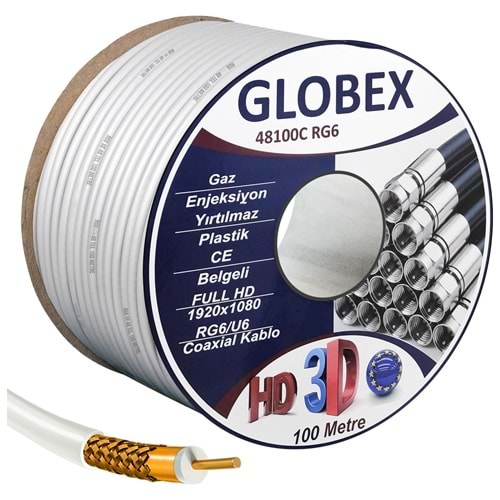 Globex Anten Kablosu Rg6 U4 48 Tel Bakır Kaplama 100 Metre 241082
