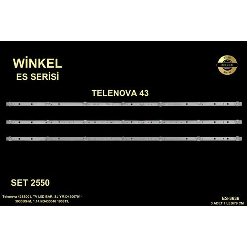 Telenova Tv LED BAR 43 inç 3 Lü Takım 3 X 79 CM 7 Mercek 284567 - R27