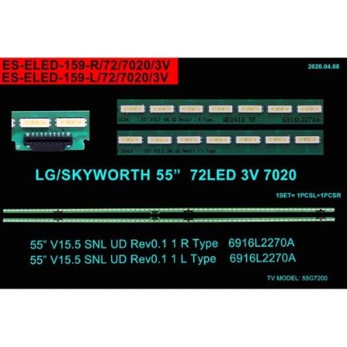 LG Slim Led Bar 55 inç 2 Li 1x60,3 Cm/L 72 Led 1x60,3 Cm/R 72 Led Tv Led Bar 284585- X8