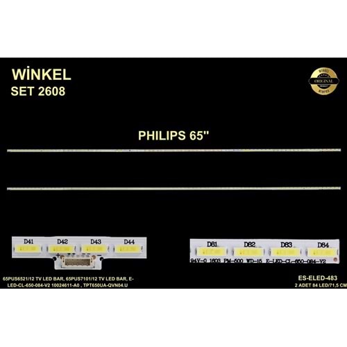 Phılıps Slim Led Bar 65 inç 2 Li 2 x 71,5 Cm 84 Ledli Tv Led Bar 284598 - X21