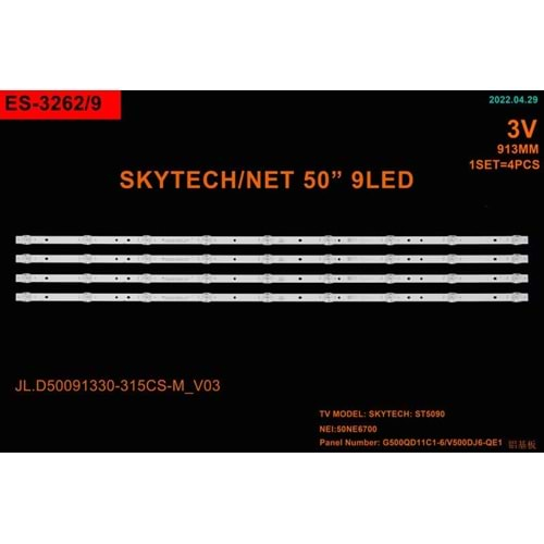 Skytech Tv LED BAR 50 inç 4 Lü Takım 91,3 CM 9 Mercek 284641-Ş27