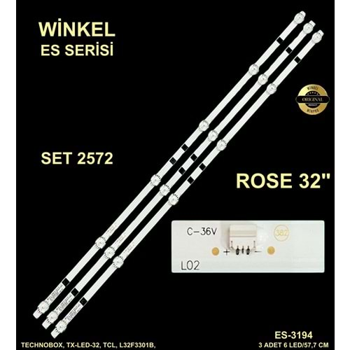 Rose Tv LED BAR 32 inç 3 Lü Takım 3 X 57,7 CM 6 Mercek 284675-T21