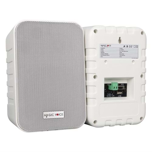 MagicVoice F-LHY4A 4'' (10 CM) Hat Trafolu Duvar Tipi Sütun Hoparlör (10W RMS / 150W Peak - MP3 USB Uyumlu) Çiftli Takım Set - Beyaz 290046