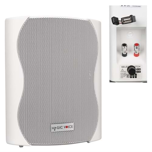 MagicVoice F-LHY4S 4'' (10 CM) Hat Trafolu Duvar Tipi Sütun Hoparlör (10W RMS / 150W Peak - MP3 USB Uyumlu) Beyaz TEKLİ 290051