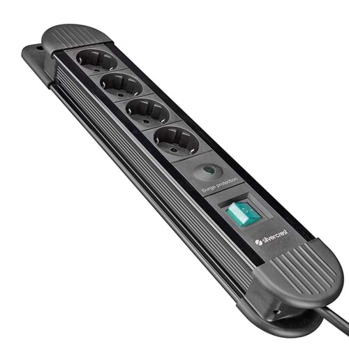 Silver Crest SCKS04 1.5m 3G1.5mm2 900 Joule 4Lü Akım Siyah Priz Çoklayıcı 323095