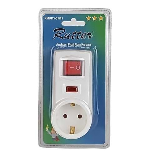 Rutter Anahtarlı Priz Akım Koruma 5V 2.1A USB 3500W Güç Çocuk Koruma Kilidi Duvar Prizi 323096