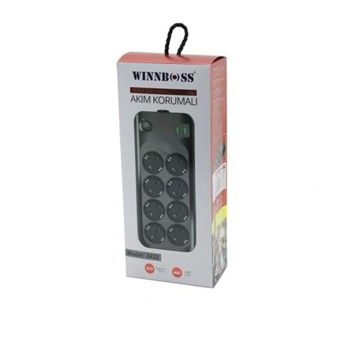 Wınnboss 3422 Termal Akım Kısa Devre Korumalı 8 li Priz 2+2 Usb-type-c 2mt Anahtarlı Uzatma Kablosu 323099