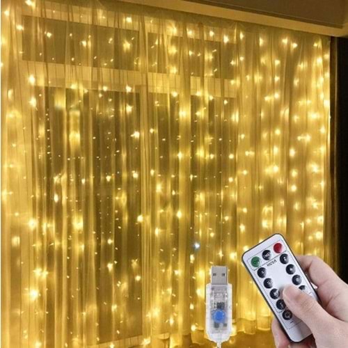 Wınnboss EKL-11 Günışığı Perde Led 3x3 Metre 300 Ledli Kumandalı 5v (Peri LEd Motifli) 333088