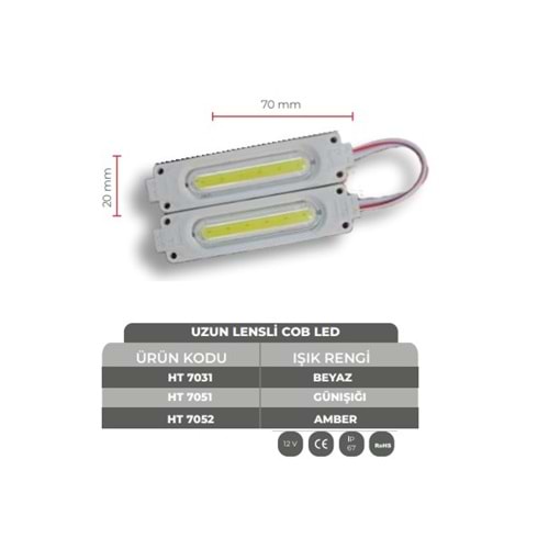 Higtek 12V 6818 Uzun Lensli Cob LEd IP67 Gün Işığı (HT7051) 333100