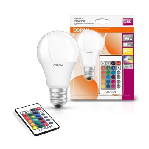 OSRAM LSCA60REM 9.4W RGB Uzaktan Kumandalı LED Ampul 333166