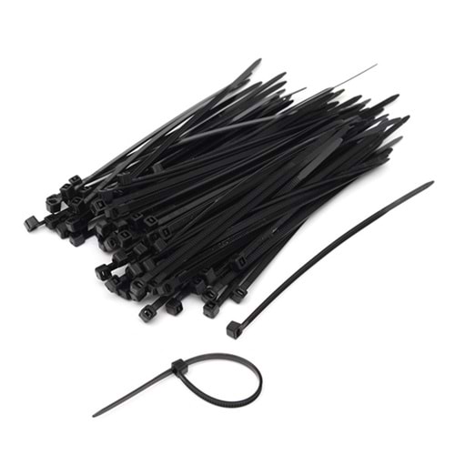 10 CM SİYAH KABLO BAĞI Plastik Kelepçe (Cırt Kelepçe) 2,5X100mm 100 Adet 341002
