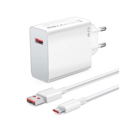 67W SET ÜRÜN TYPE-C KABLO + 67W BAŞLIK ŞARJ ADAPTÖR TURBO HIZLI ŞARJ UYUMLU 1. KALİTE 521041