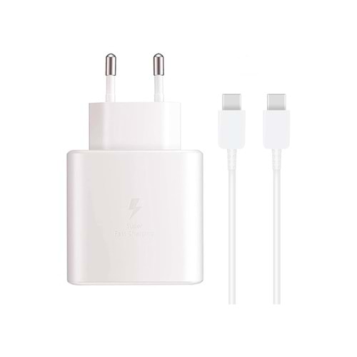 45W BEYAZ SET ÜRÜN TYPE-C KABLO + 45W BAŞLIK ŞARJ ADAPTÖR HIZLI ŞARJ UYUMLU 1. KALİTE 521042