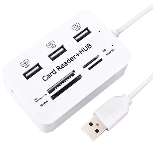 REWEL 3 Port 2.0 Usb Çoklayıcı Hub + 4 Slot Kart Okuyucu PM-6052 634258