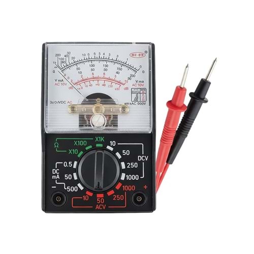 PowerMaster YX-1000A Profesyonel Analog Multimetre İbreli Avometre AC/DC Voltaj ve Akım Ölçer Test Cihazı 640059