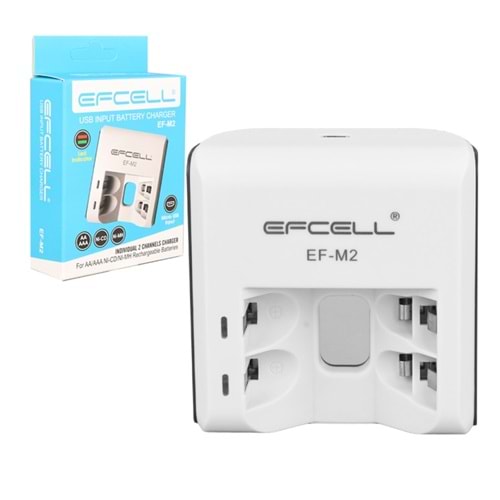 Efcell EF-M2 Pil Şarj Cihazı AA ve AAA Usb 2 Girişli (Kalem Pil - İnce Kalem Pil) 661179