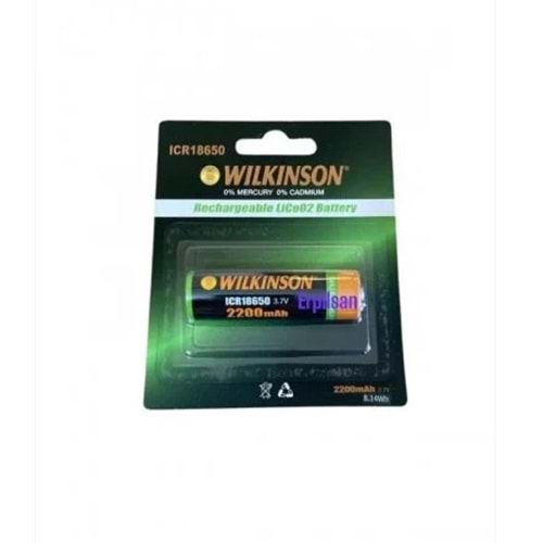 Wılkınson 18650 Li-İon Icr 3.7v 2200 Mah Şarj Edilebilir Fener - Lamba Ve Radyo Pili ( Başlıklı ) 661180